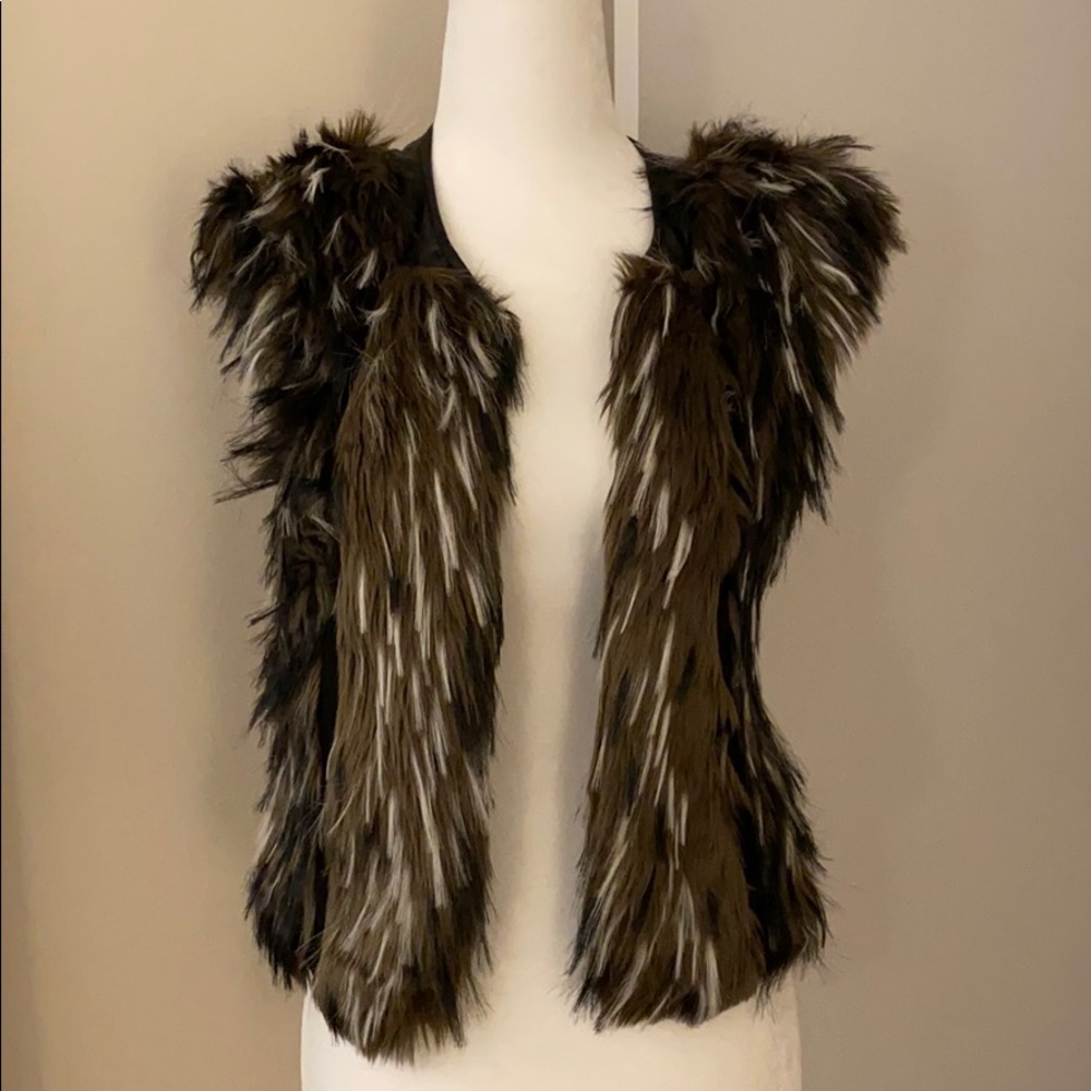 Faux leather and fur vest